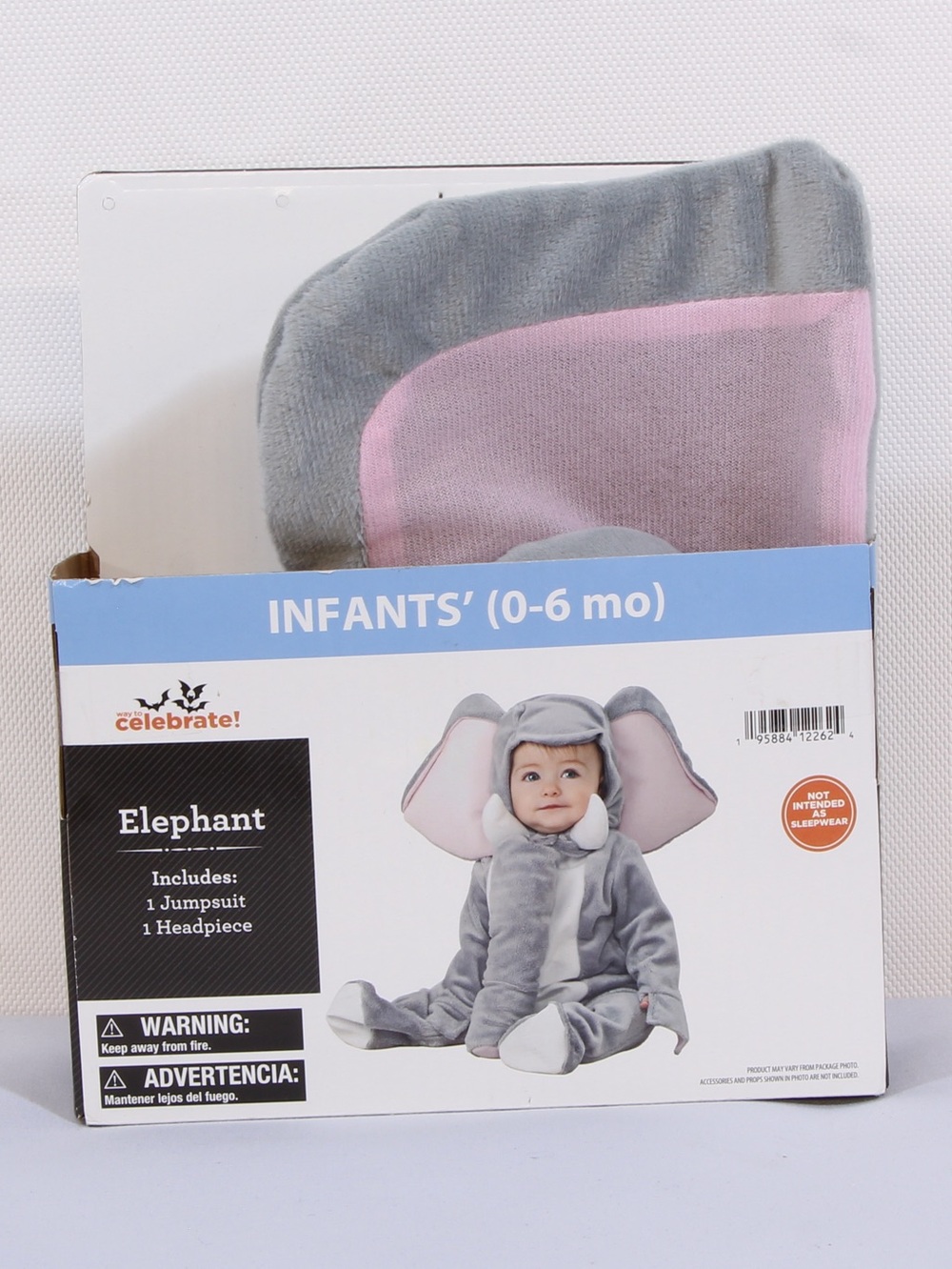 Ways to Celebrate! Infant 2-piece Gray and Pink Elephant Jumpsuit Costume NWT